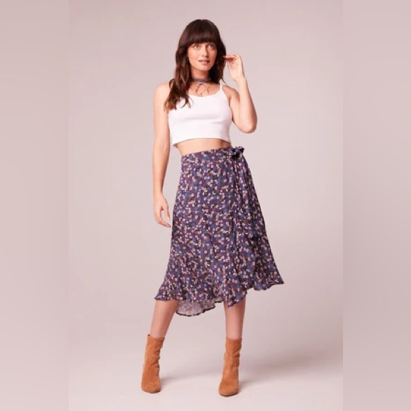 NWT Band Of The Free LINAELLE PURPLE FLORAL WRAP SKIRT Bohemian Ruffled Skirt - Picture 4 of 6